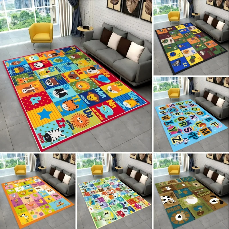 ABC Cartoon Alphabet Krabbelteppich Wohnzimmer Heimdekoration Eingangsbereich Bodenmatte Rutschfeste Dekoration Spielzimmer Fußmatte
