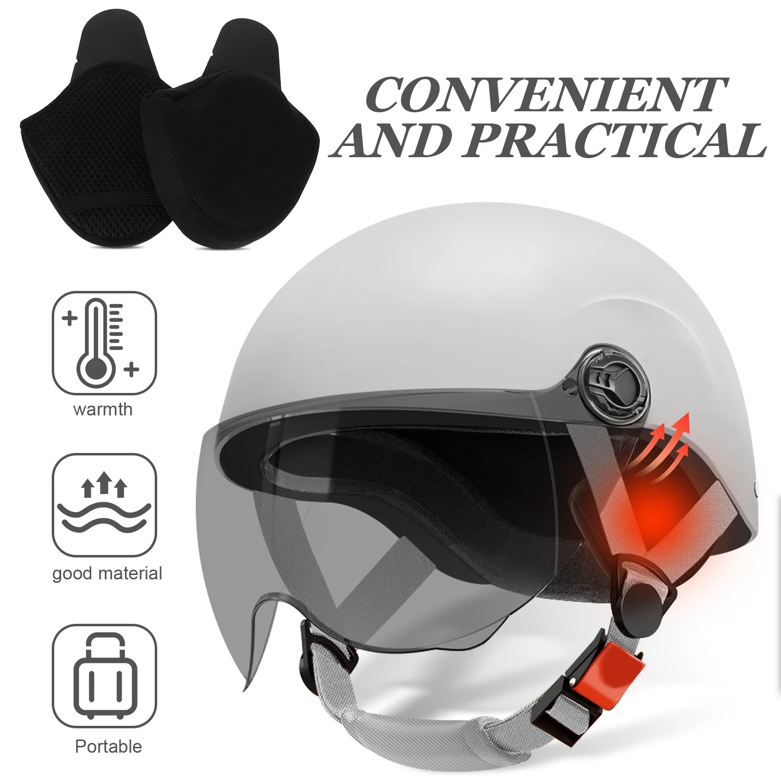 1Pair Windproof Ear Warmers Winter Cycling Earmuffs Detachable Ear Pads for Warmth Noise Reduction Comfortable Fit