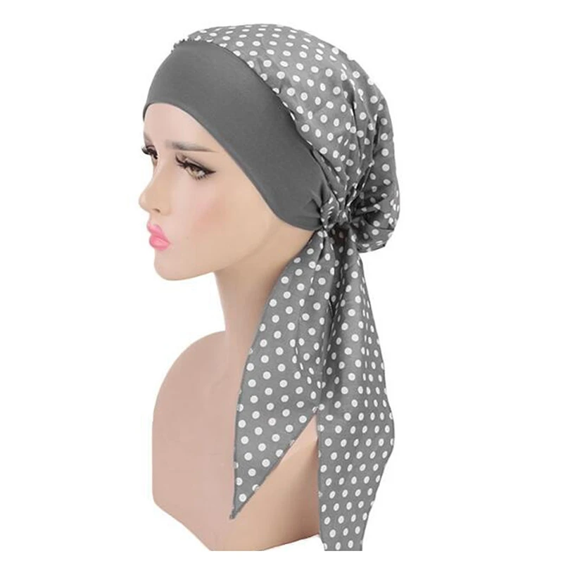 Chiffon Floral Muslim Hijab Cancer Chemo Flower Hat Turban Cap Cover Hair Loss Head Scarf Wrap Pre-Tied Headwear Strech Bandana