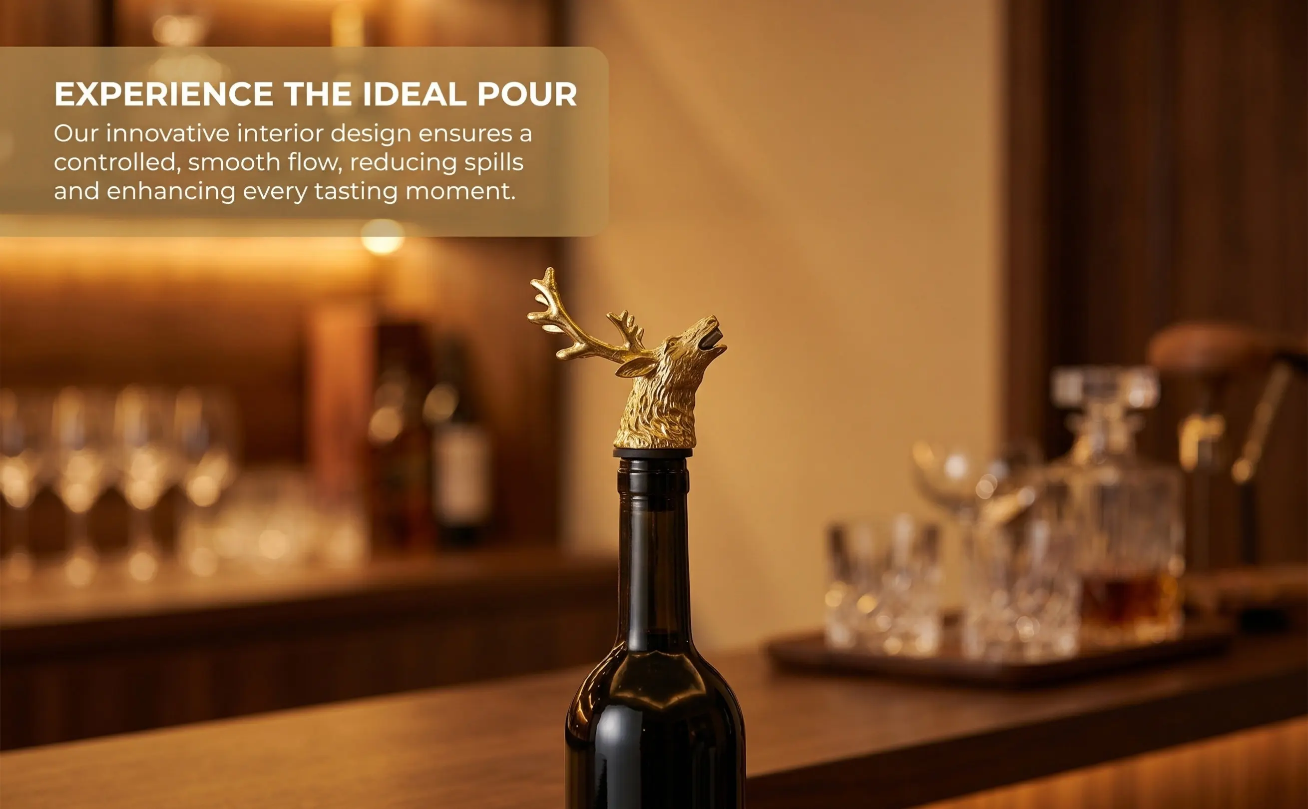 Deer Head Wine Pourer Zinc Alloy Liquor Pourer for Bars Restaurants Ktv Cafes Creative Animal Shape Reusable Bottle Spout