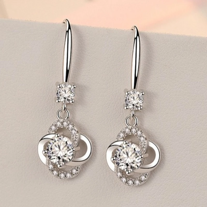 925 Sterling Silber Ohrringe mit Zirkonia-Kristall Blumen-Ohrringe Charm-Schmuck für Frauen Geschenk Verlobung Hochzeit Feiner Schmuck