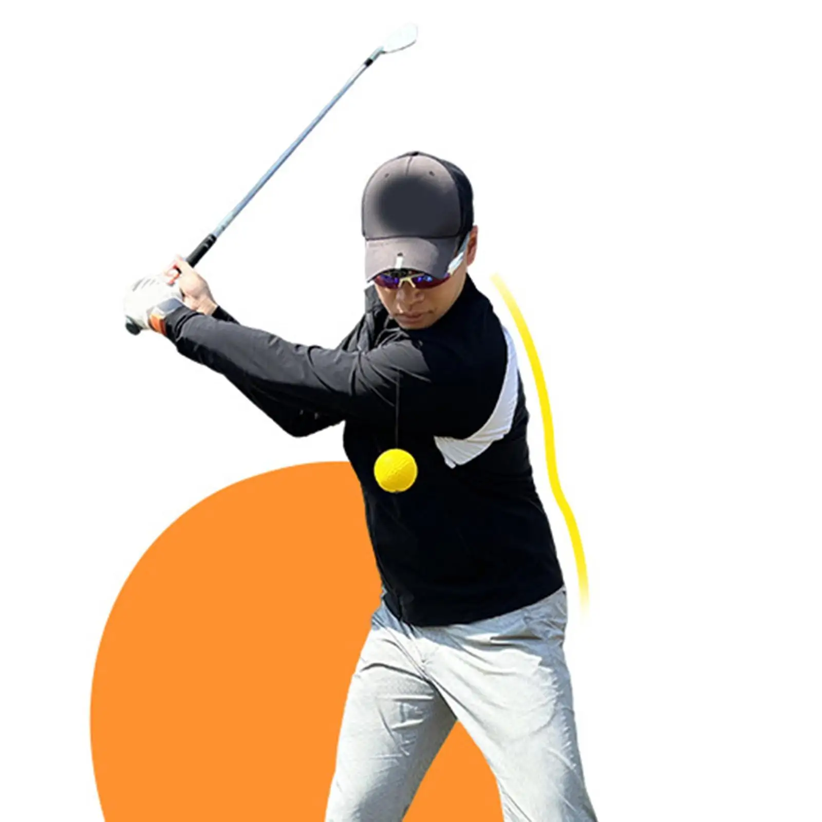 

Golf Swing Trainer with Storage Pouch Beginner Golf Head Balance Rotation Elastic Cord