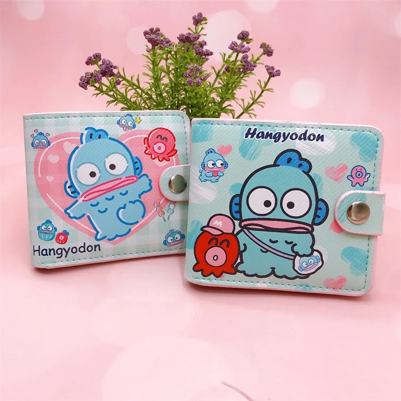 Hello Kitty Portafoglio carino Cartone animato stampato Sanrio Pochette Borsa piegata Portafoglio in pelle con porta carte con bottone Porta carte Melody