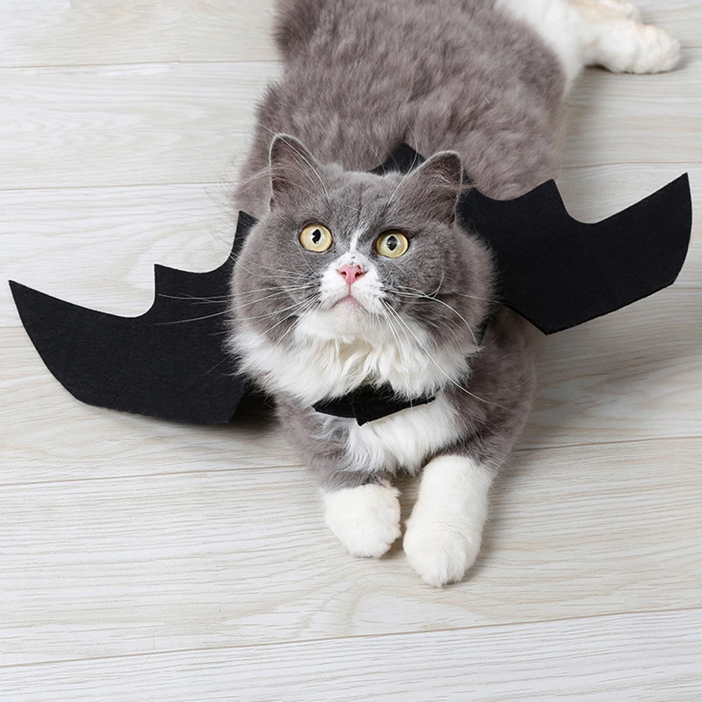 

Cat Dog Halloween Costume Bat Wings Black Felt Pet Accessories Adjustable Tape Durable Chest Strap Mysterious Look
