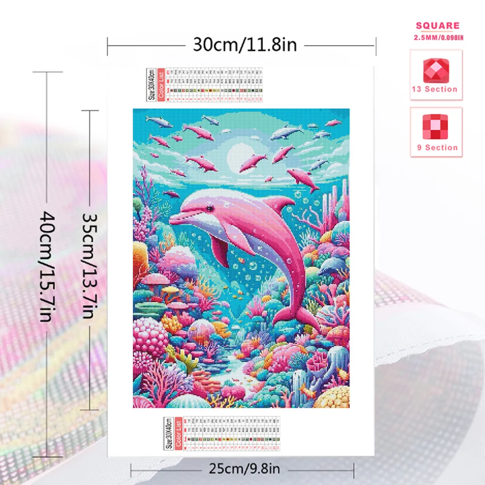 Momoart Diamond Mosaic Dolphin Animal Needlework DIY Painting Cartoon Full Square Round Embroidery Handmade Gift