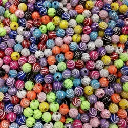 100pcs/lot 8mm Colorful Rhinestone Acrylic Beads Round Spiral Pattern Beads For DIY Craft Scrapbook Decoration
