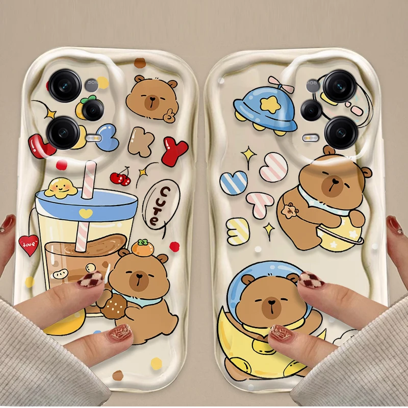 حافظة كارتونية جميلة كابيبارا ثلاثية الأبعاد لهاتف شاومي POCO X7 X6 X5 X3 NFC F7 Ultra F6 F5 Pro F4 F3 GT M5S C65 C75 M3 M4 M5S M6 M7 Pro 4G 5G