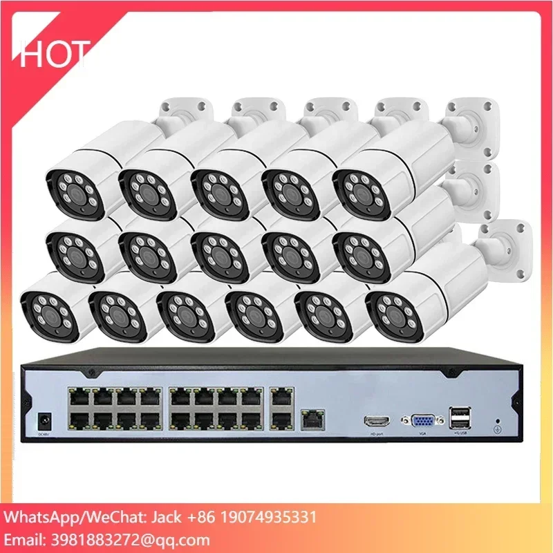

16Ch 5MP Kit Waterproof Camera IP Poe CCTV Camera System Set FULL Color Ce White H.265 Indoor Security Camera System NVR