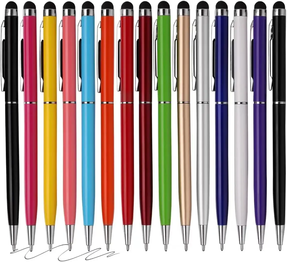 

15 Pack Stylus Pens for Touch Screens, 2 in 1 Stylus with Ballpoint Pen, Sensitive Silicone Tip, Aluminum Body