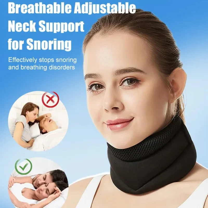 Breathable Adjustable Anti-Snoring Neck Brace Support Soft Durable Foam for Relieve Cervical Pain