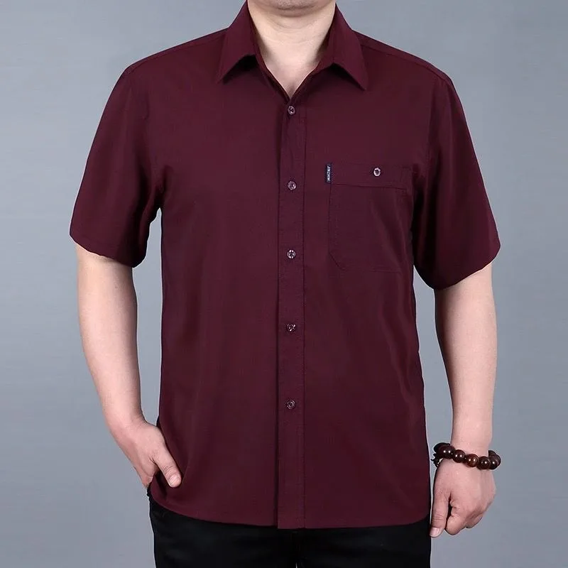 

Men's Casual Solid Color Short Sleeve Shirt Button Down Regular Fit Pocket Design Daily Top
