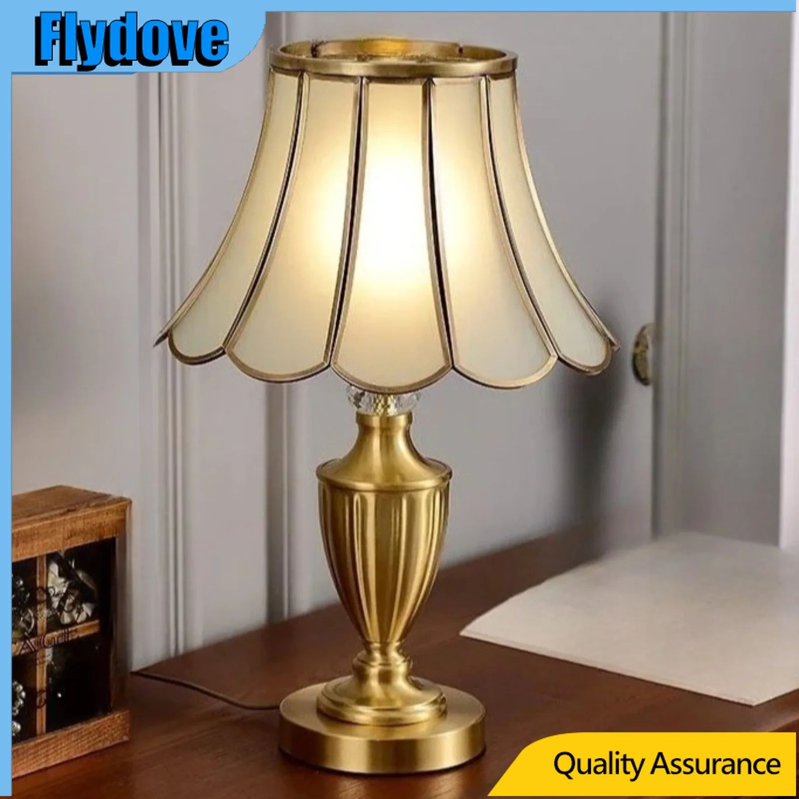 

European Modern Brass Luxury Gold Glass Table Lamp LED for Living Room Study Bedroom Retro Decorative Bedside Lamp Decor Home
