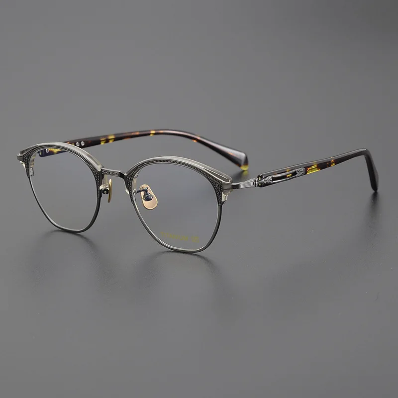 

Изысканный дизайн, полурамка, красочная овальная титановая оправа для чтения, мужская и женская оптическая оправа для очков для близорукости, пресбиопии, оправа для очков по рецепту