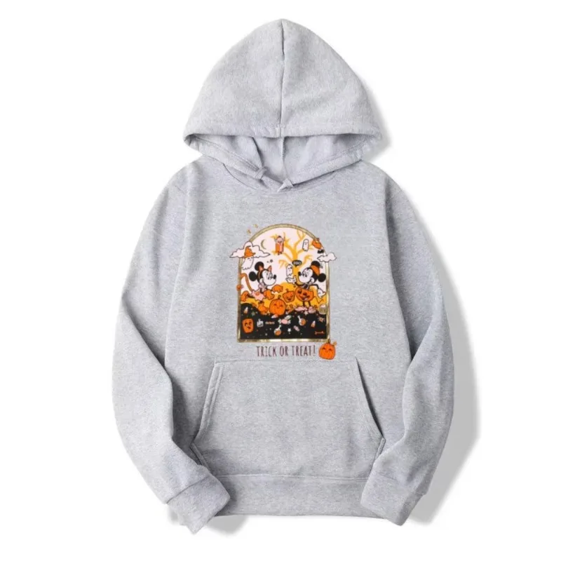 Disney Halloween Joint Cartoon Print Sweater New High-quality Men's and Women's Casual Hooded Long-sleeved Sweater Top