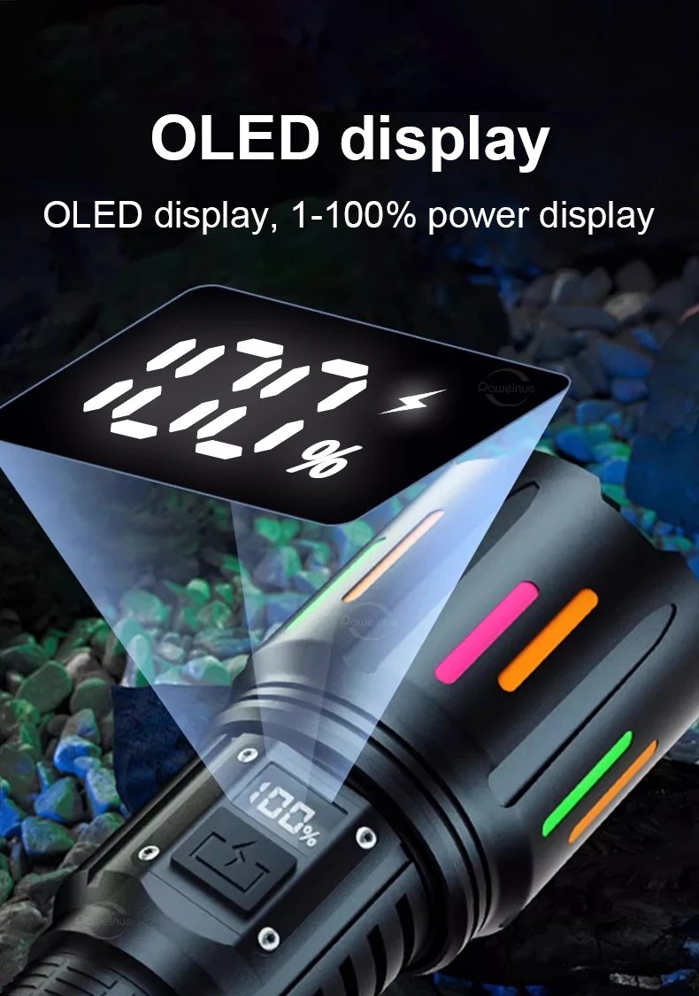 900000000LM Super Bright Flashlight Rechargeable LED Tactical Torch Ultra Bright Long Range 8000M Lantern Outdoor Lights