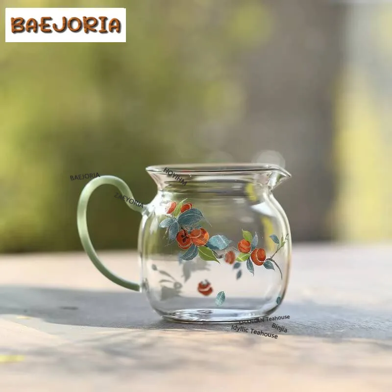 Persimmon Ruyi Glass Tea Pitcher Divide Tea Cha Hai Dispenser Justice Cup Flower Tea Fair Mug Tea Items Gift Accessories Craft