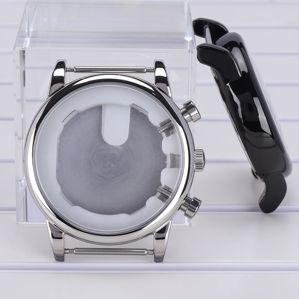 

Silver/Black 43mm Polished Watch Cases 316L Stainless Steel Parts For JS25 Movement Watch Accessories Water Resistant 36.5mmDial