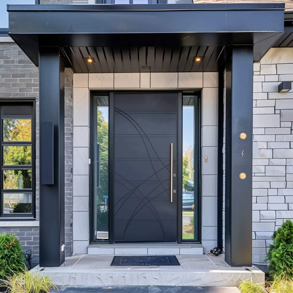 

Luxury Design Aluminum Entrance Door Exterior Gate Front Door with Glass Windows Modern Villa Entry Doors Custom Size & Color