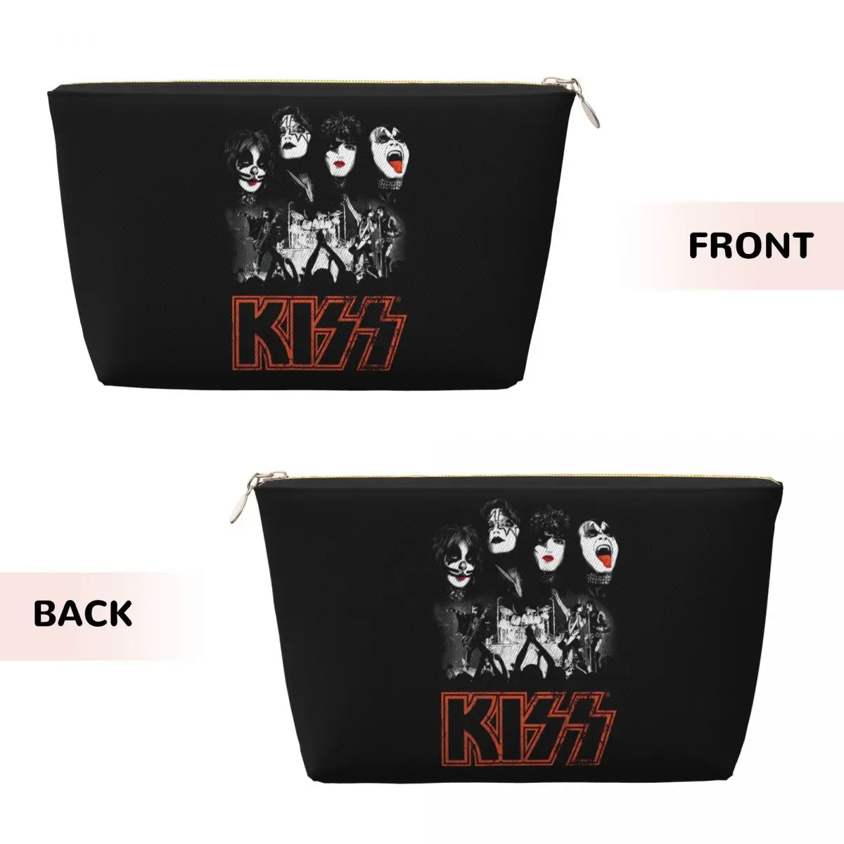 Custom Kiss Rock Metal Band Cosmetic Bag Women Fashion Large Capacity Makeup Case Beauty Storage Toiletry Bags