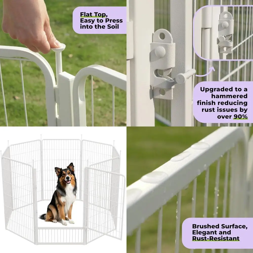 

45-дюймовый 8-панельный домашний манеж для собак для больших пород, простая сборка, устойчивый к ржавчине белый забор для домашних животных