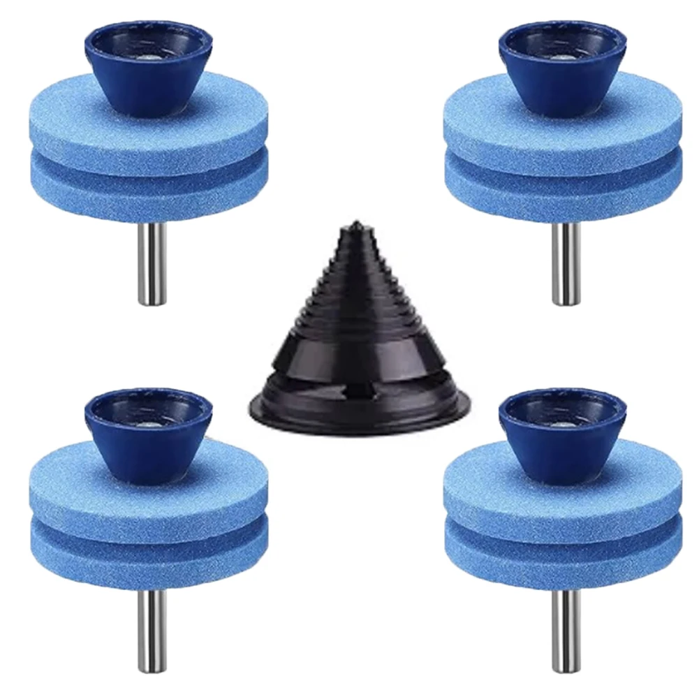 Juego de afiladores de cortacésped de doble capa, piedras de afilar azules de dos capas, accesorios de herramientas eléctricas de jardín de alta calidad