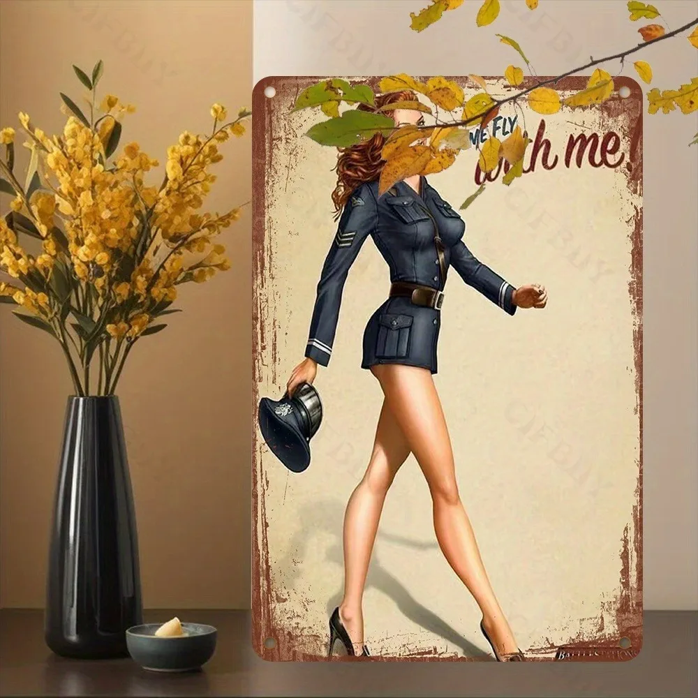 Vintage-Aluminiumschild „Come Fly With Me“, dekoratives Schild, 20,3 x 30,5 cm – wasserdichtes, wetterbeständiges Metallschild für drinnen und draußen