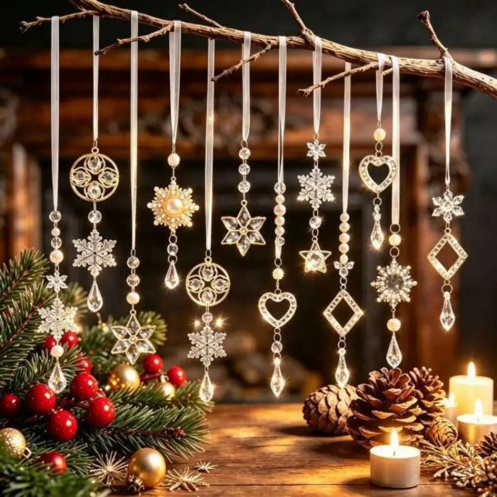1pc Crystal Hanging Ornaments Christmas Tree Ornaments Acrylic Hanging Ornaments Decorative Crystal Pendants Window Suncatchers