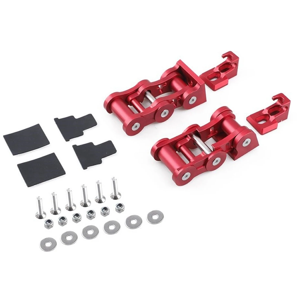 Hood Latches CNC Aluminum Bonnet Lock Hood Latches Fit for Jeep Wrangler JK JKU 2007‑2018 Bonnet Fixing Parts(Red)