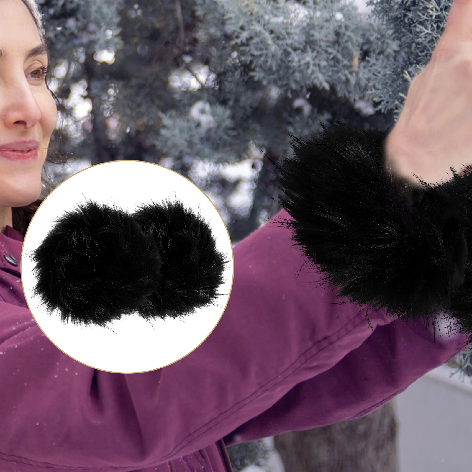 1 قطعة 1 زوج الأصفاد الشتاء الدافئة الذراع الشتاء المعصم الكفة تدفئة للنساء أنيق لينة للطقس البارد #5