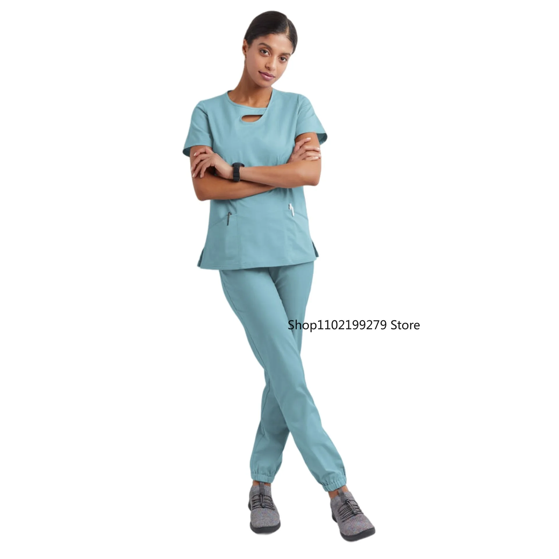 New Design Hospital Scrubs Set Nursing Spandex And Stretch Medical Uniforms Nurse Uniform Fit Scrubs Women Scrubs Sets