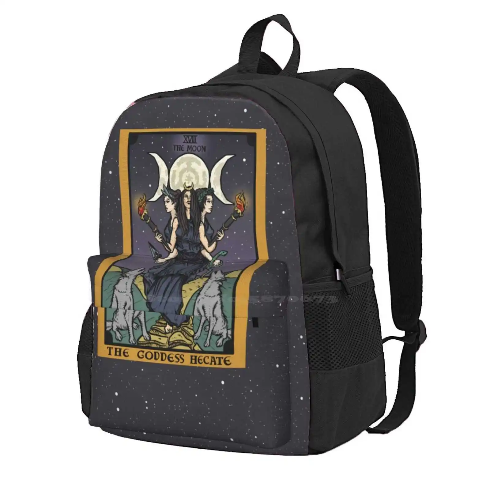 Hecate Triple Moon Goddess Of Witchcraft And Magick Witch Hekate Wheel Tarot Card Hot Sale Schoolbag Backpack Fashion Bags