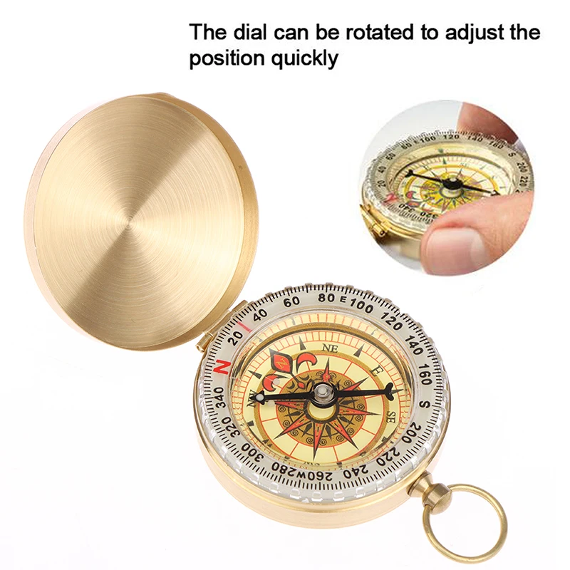 G50 Compass Pure Copper Pocket Watch Point to the North 45g Multifunctional Covered Luminous Retro Flip Cover Compass For Hiking