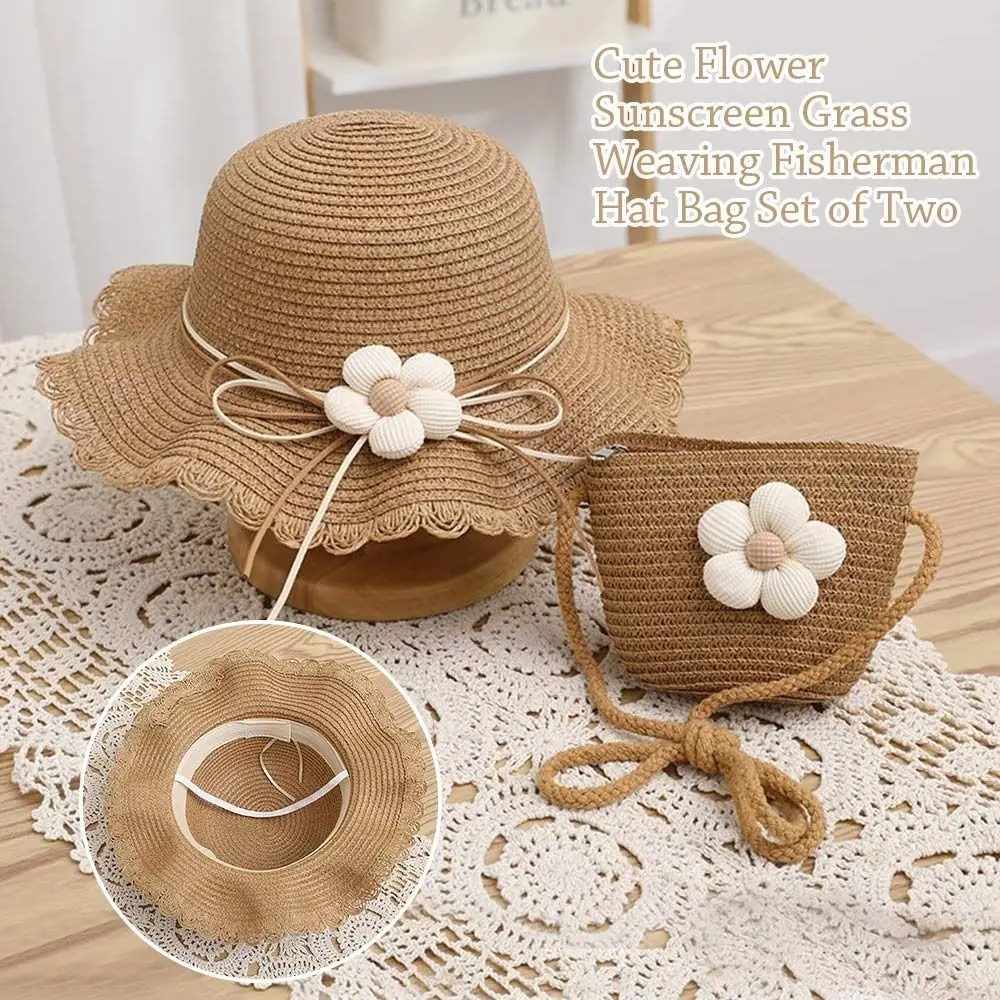 Summer Kids Straw Cap Bag Kids Sun Hat Baby Travel Sun Protection Beach Hat Sun Fisherman Hat for Children