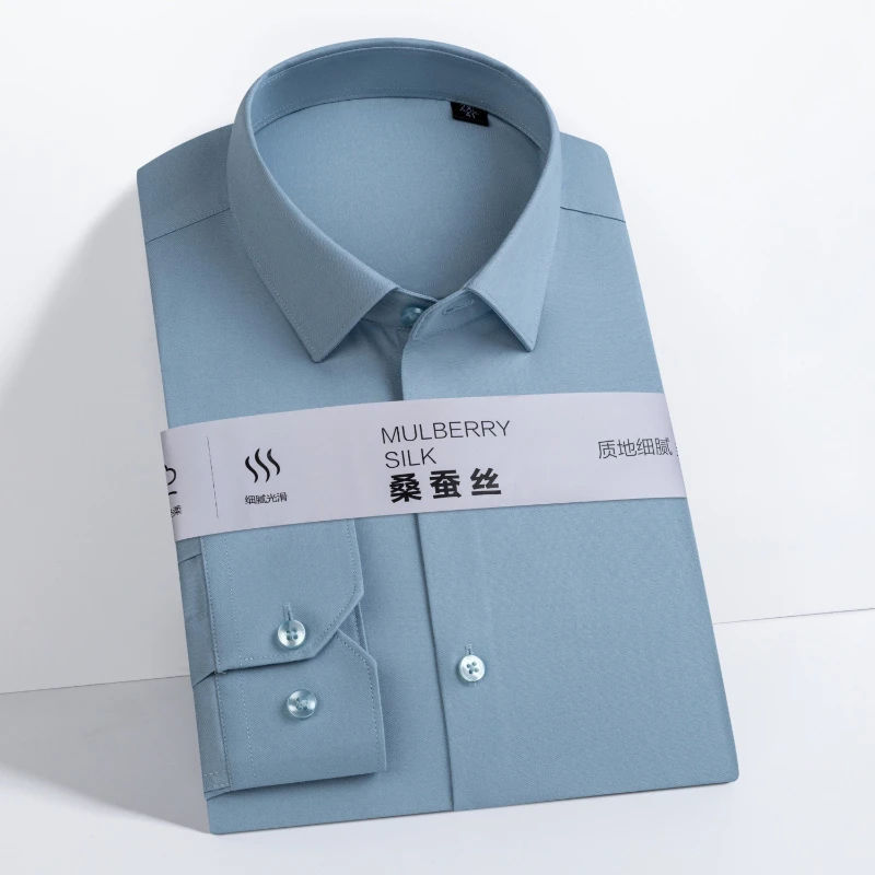 10XL يناسب 126 كجم مشروط الحرير الأبيض قميص الرجال بأكمام طويلة الأعمال عادية قصيرة الأكمام قميص رجالي حجم كبير وطويل القامة سهلة الرعاية