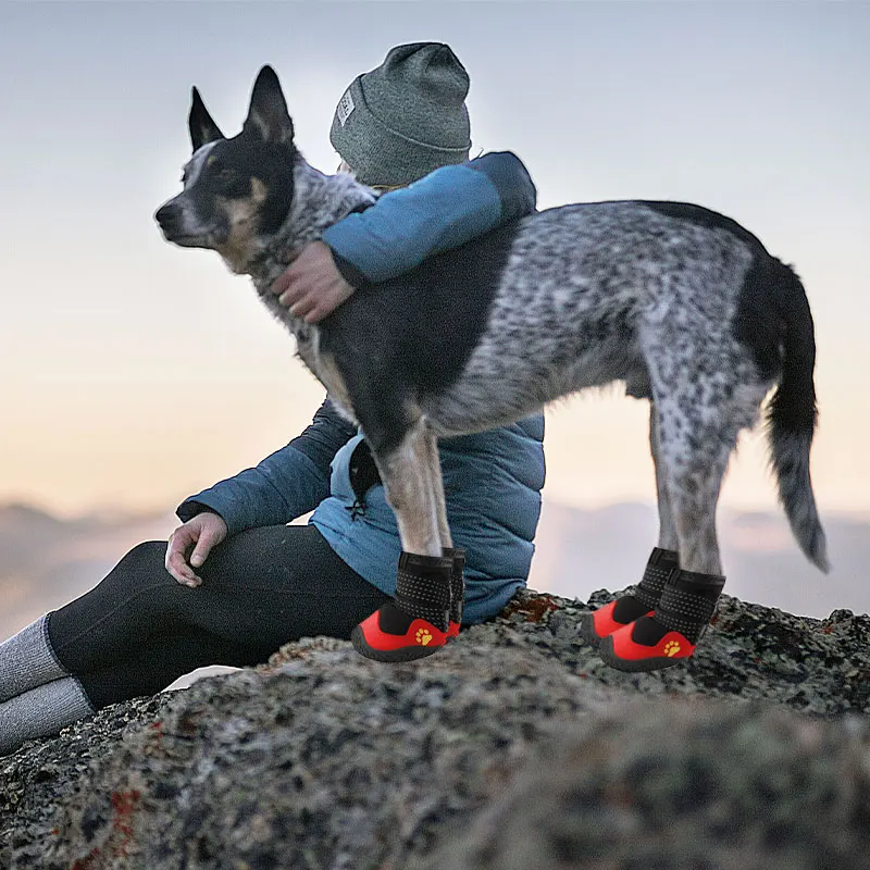 Imagem -03 - Anti Slip Reflective Pet Boots Meia Impermeável Respirável Dog Shoes Calçado ao ar Livre Viajando Paw Protector Pcs Set