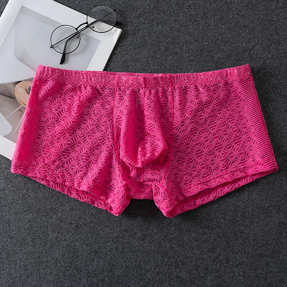 

Мужские эротические трусы, кружевные гладкие прозрачные шорты-боксеры с цветочным принтом для трансвеститов, эластичные трусы-боксеры для геев с низкой посадкой и выпуклостью