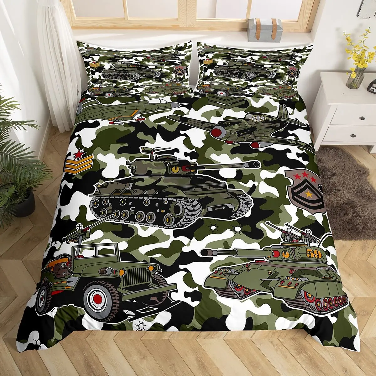 مجموعة غطاء لحاف للأطفال من Black Gun مقاس كينج، مجموعة مفروشات ذات أذرع صغيرة على شكل حرب رصاصة، ديكور غرفة للأولاد والبنات #6
