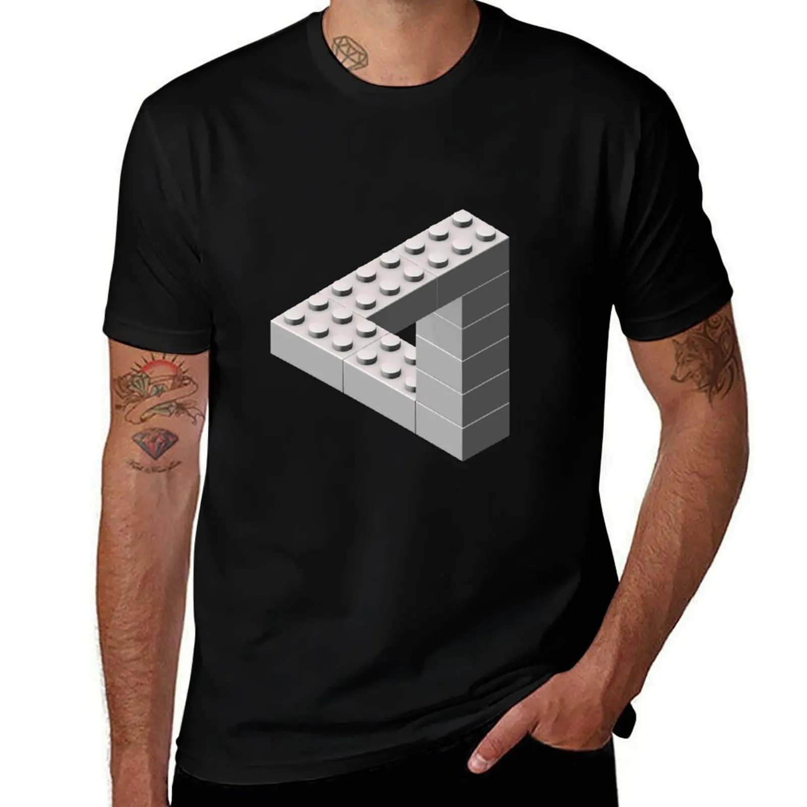 Escher Toy Bricks - White T-Shirt Outdoor Work Short Sleeve Top