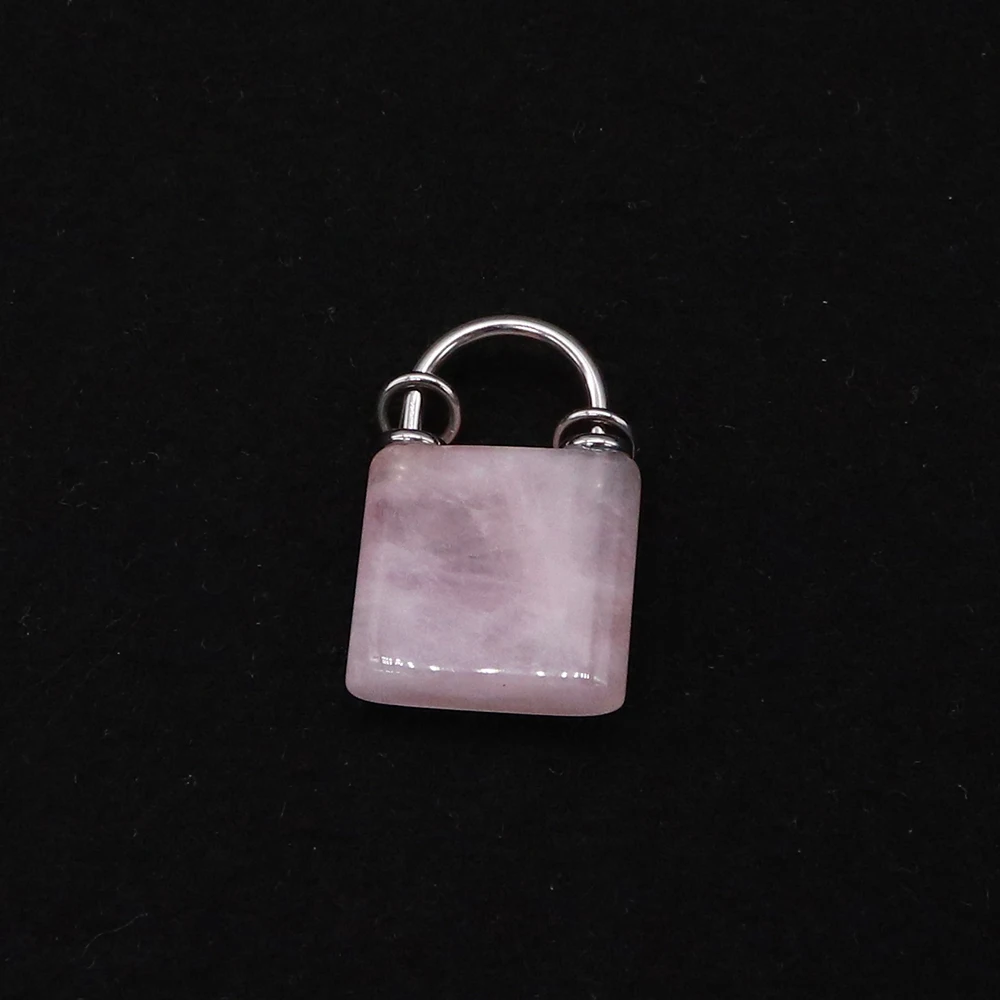 Lock Shape Natural Watermelon Crystal Blue Aventurine New Jade Semi-precious DIY Making Fashion Necklace Jewelry Accessories