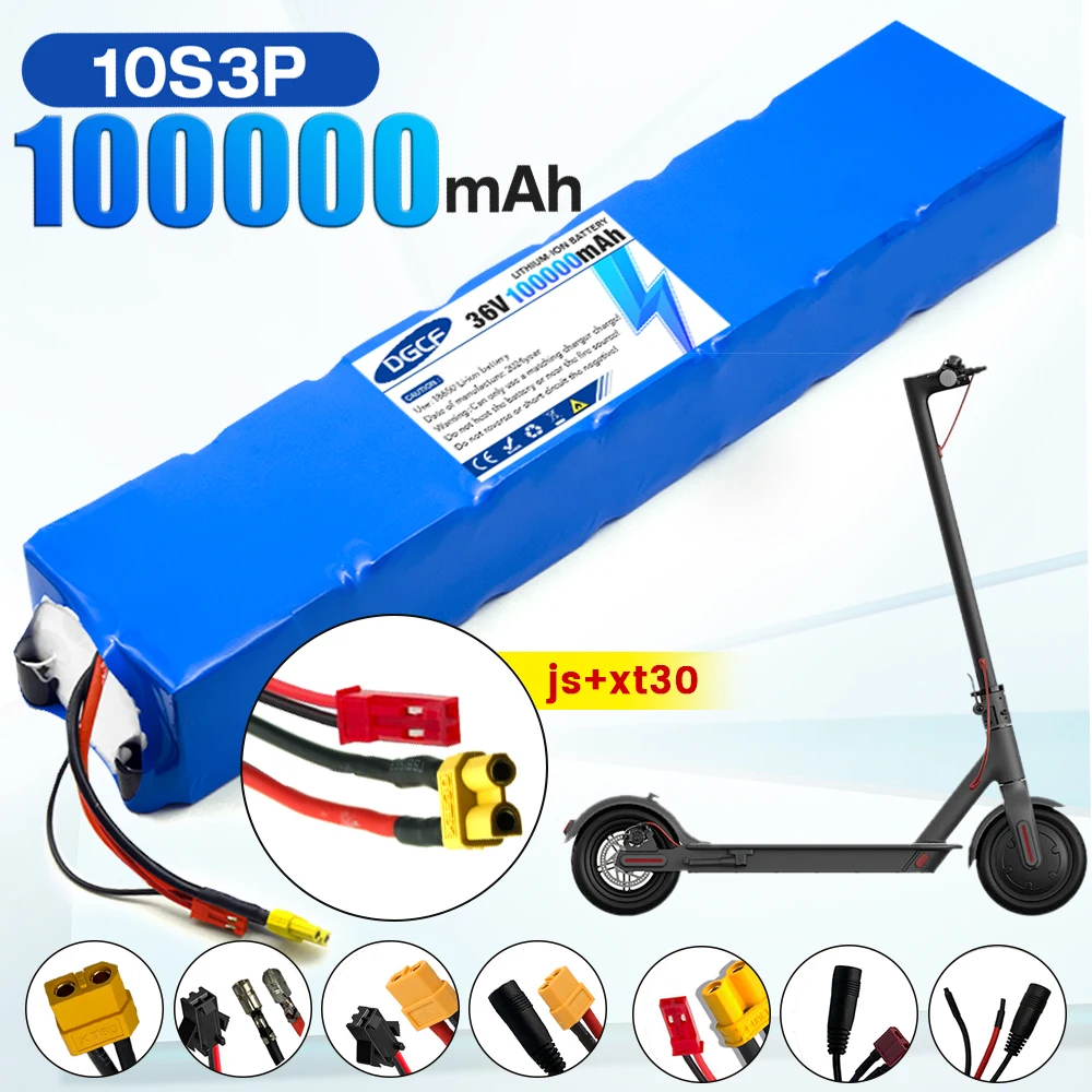 

36V 100000mAh 10S3P 18650 Rechargeable Lithium Battery Pack for Xiaomi Mijia M365 36V 100Ah Scooter Electric Scooter BMS Board