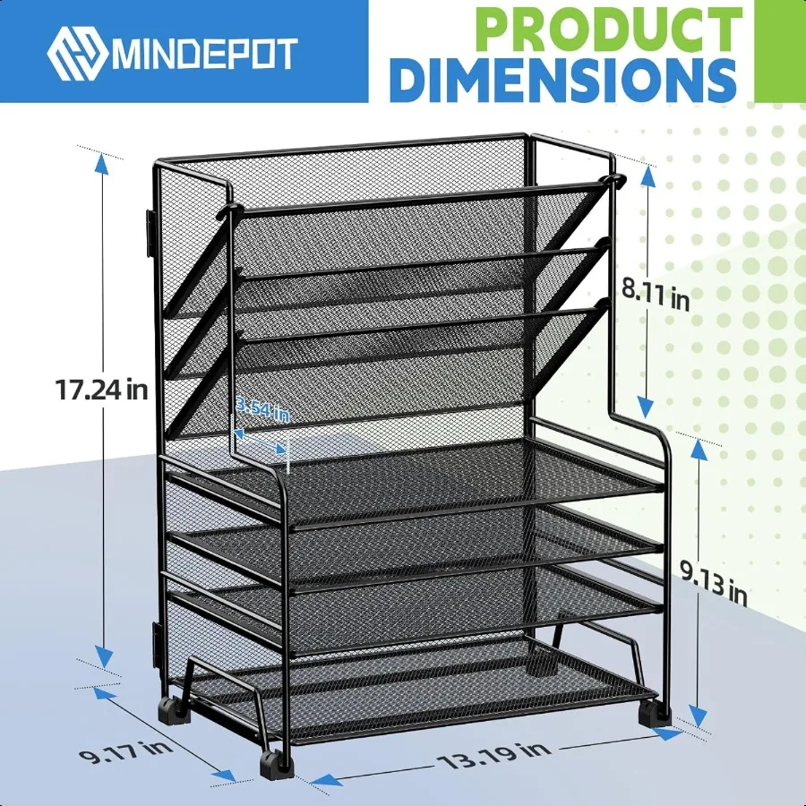 4-уровневый органайзер для бумаги + 3-карманный держатель для файлов + ящик + держатели для ручек Настольные органайзеры для файлов Лоток для бумаги для офисных пирогов School C