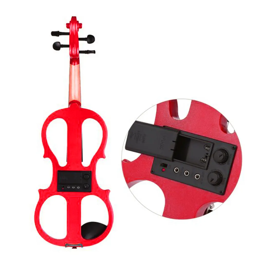 Full Size 4/4 Silent Electric Violin Solid Wood Maple With Bow Hard Case Tuner Audio Cable Strings