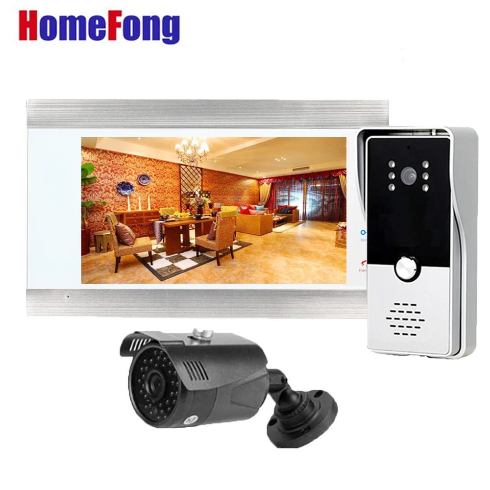 Homefong 7 Inch Home Intercom  Video Door Phone Wired  Doorbell with Monitor CCTV Camera Supported HD Day Night Unlock Record