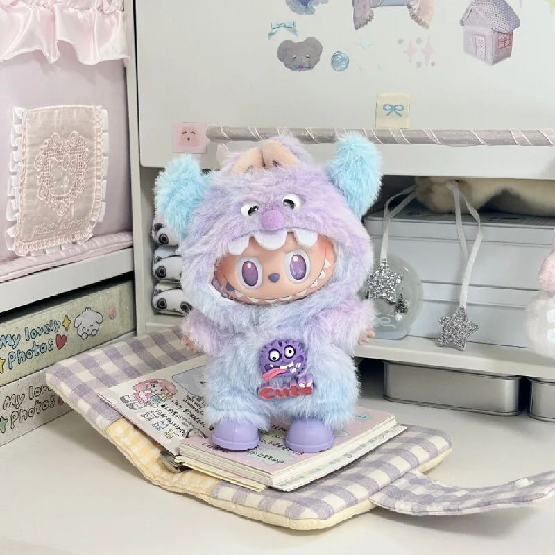 17cm Labubu baby dress, suitable for the first second and third generations' party outfits. Gradually changing purple color bab