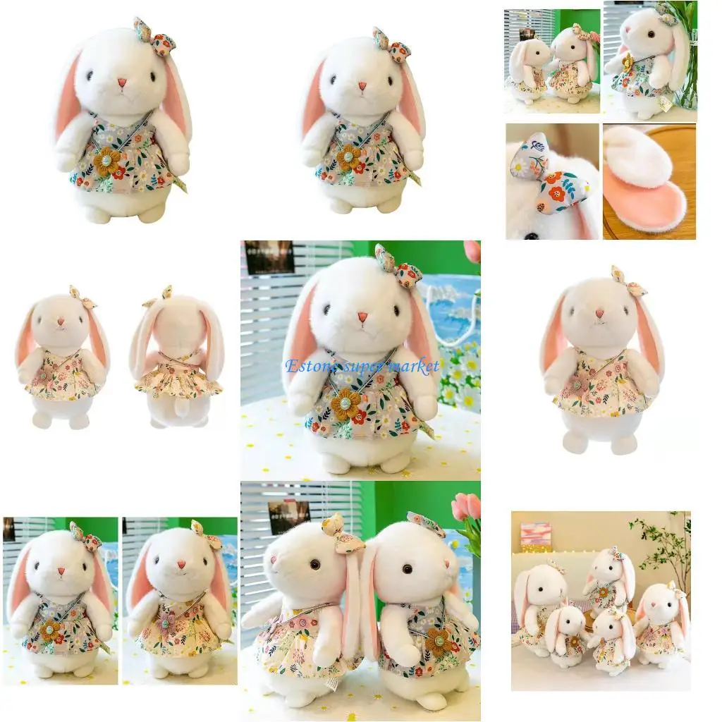 090B Thỏ nhồi bông mềm mại Động vật sang trọng Đồ chơi Bunny With Dress Kids