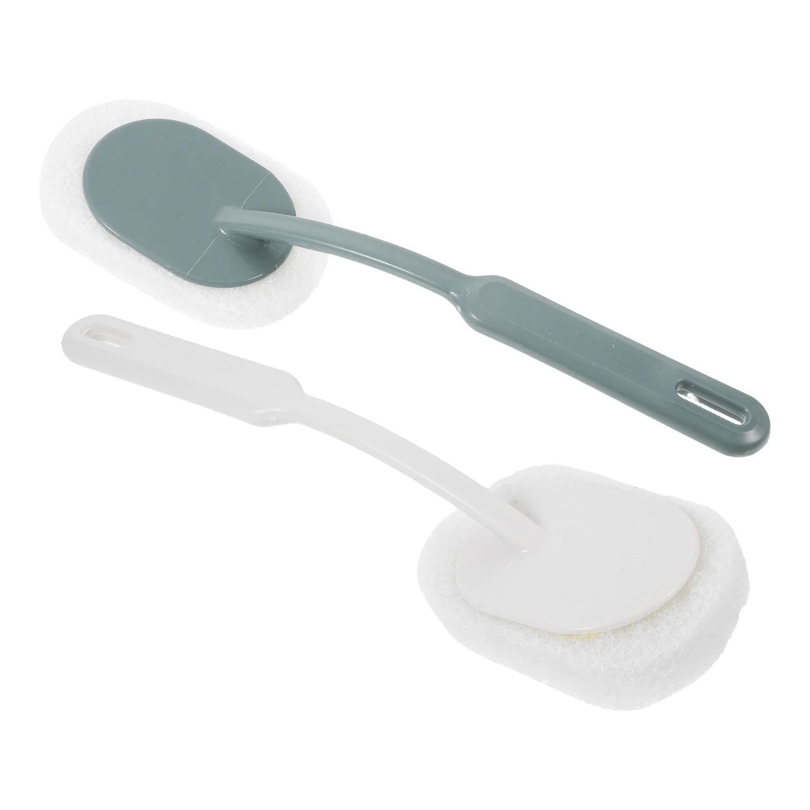 

2pcs Cleaning Brush Long Handle Durable Scouring Pad Bathroom Floor Toilet Bathtub Wall Tool Hanging Brush Plastic Handle
