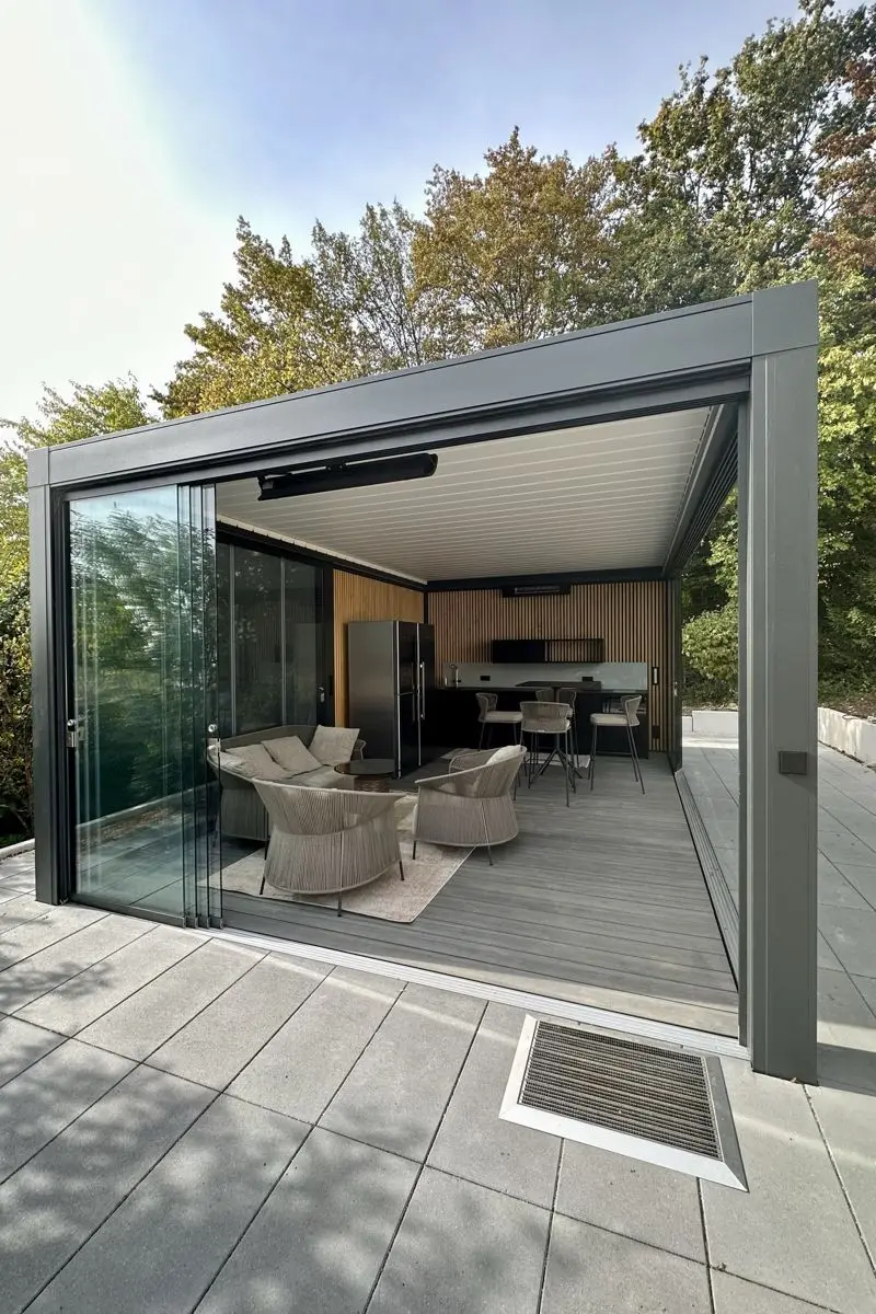 Smart Modern Motorized Pavilion Automatic Cover Louver Slats Gazebo Waterproof Bioclimatic Louvered Aluminum Gazebo Pergola