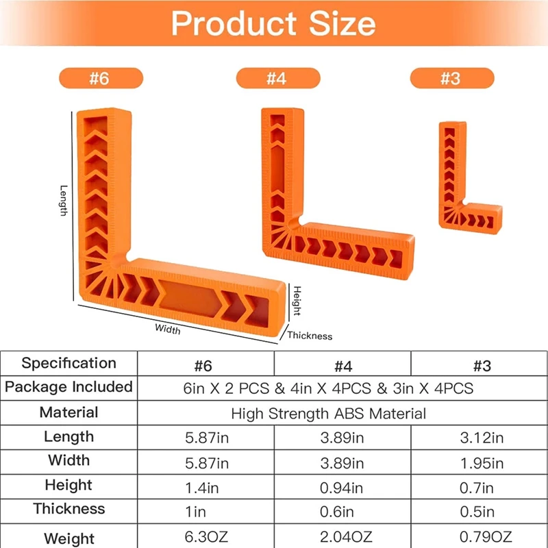 Corner Clamp For Woodworking,90 Degree Positioning Squares For Picture Frames,Boxes,Cabinets,Drawers,Set Of 10