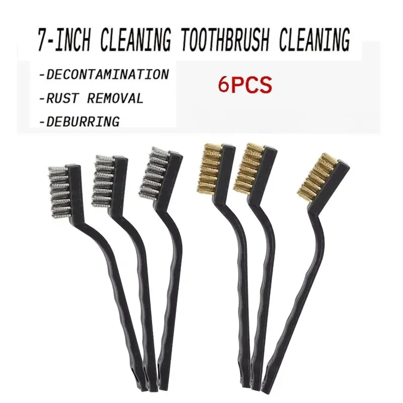 6 Or12 Pcs Industrial Toothbrush Mini Copper Steel Wire Brush Stainless Steel Wire Brush Dirt Hard Cleaning Toothbrush