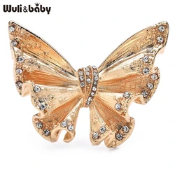 Wuli&baby Alloy Silk Style Butterfly Brooch Pin Crystal Insect Women Jewelry Accessory 2025 Gift